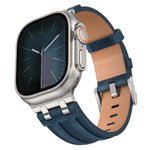 Dây đồng hồ khóa bạc thép không gỉ da tổng hợp Crazy Horse, Dành cho Apple Watch 46mm / 49mm / 45mm / 44mm