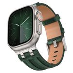 Dây đồng hồ khóa bạc thép không gỉ da tổng hợp Crazy Horse, Dành cho Apple Watch 46mm / 49mm / 45mm / 44mm