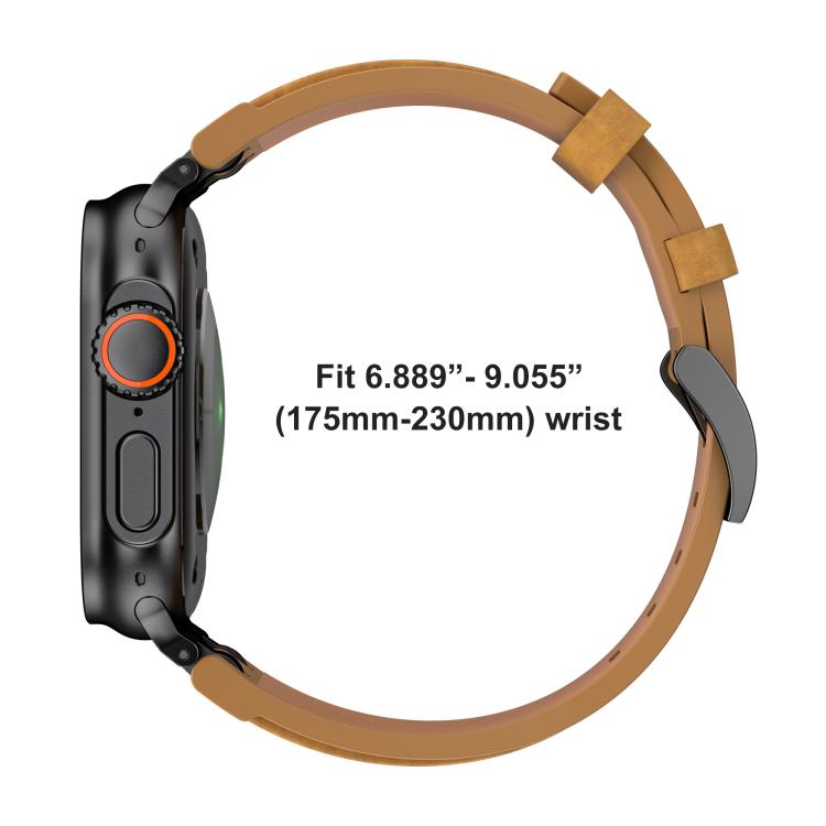 Dây đồng hồ khóa bạc thép không gỉ da tổng hợp Crazy Horse, Dành cho Apple Watch 46mm / 49mm / 45mm / 44mm