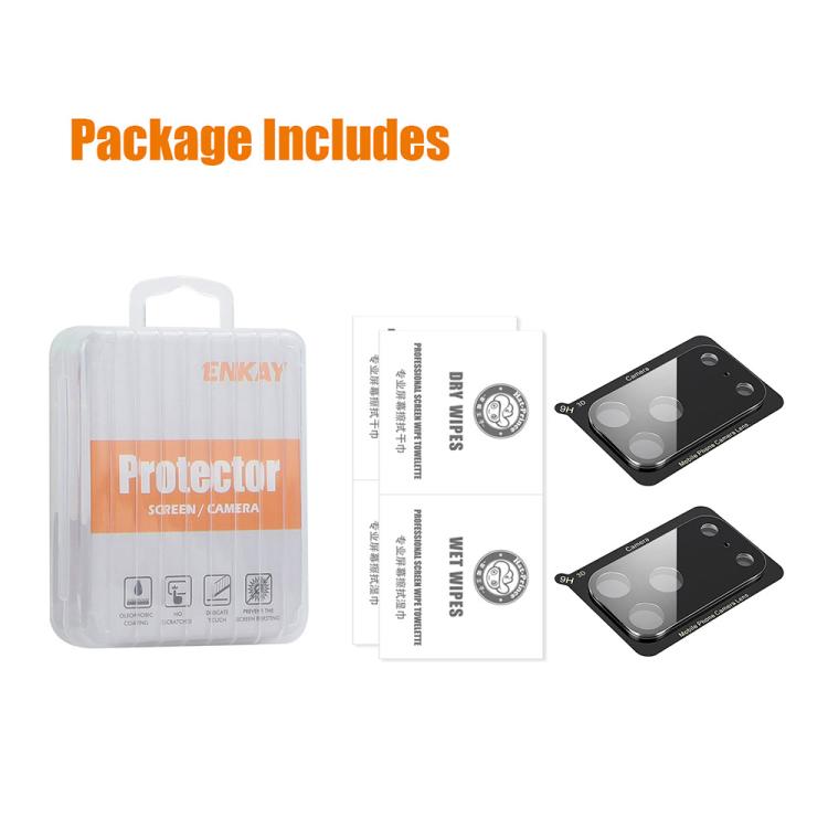 2 cái ENKAY Hat-Prince Đen Kính cường lực bảo vệ ống kính camera sau 9H, Dành cho iPhone 17 Pro Max, iPhone 17 Pro, iPhone 17, iPhone Air
