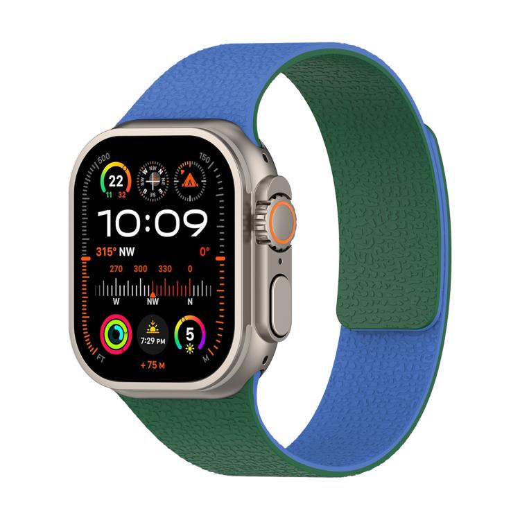 Dây đồng hồ silicone nam châm họa tiết vân vải Litchi phối màu, Dành cho Apple Watch 46mm / 49mm / 45mm / 44mm, Dành cho Apple Watch 42mm / 41mm / 40mm / 38mm