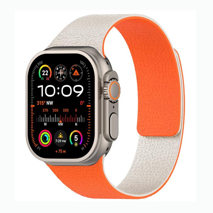 Dây đồng hồ silicone nam châm họa tiết vân vải Litchi phối màu, Dành cho Apple Watch 46mm / 49mm / 45mm / 44mm, Dành cho Apple Watch 42mm / 41mm / 40mm / 38mm