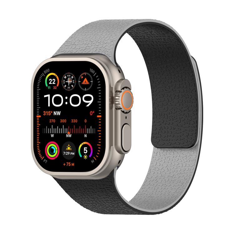 Dây đồng hồ silicone nam châm họa tiết vân vải Litchi phối màu, Dành cho Apple Watch 46mm / 49mm / 45mm / 44mm, Dành cho Apple Watch 42mm / 41mm / 40mm / 38mm