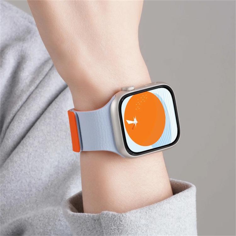 Dây đồng hồ silicone nam châm họa tiết vân vải Litchi phối màu, Dành cho Apple Watch 46mm / 49mm / 45mm / 44mm, Dành cho Apple Watch 42mm / 41mm / 40mm / 38mm