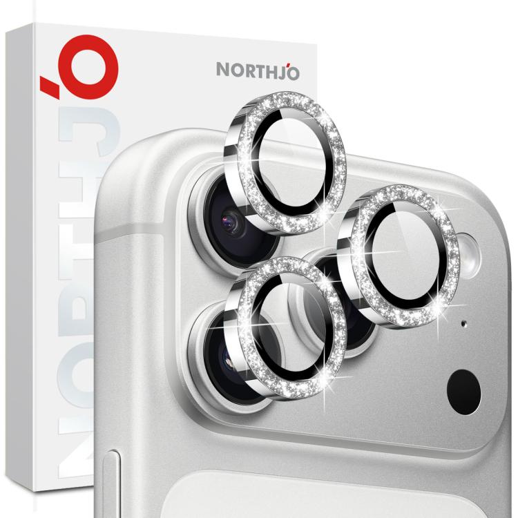NORTHJO 1 bộ phim bảo vệ ống kính camera vòng kim loại lấp lánh, Dành cho iPhone 17 Pro / 17 Pro Max