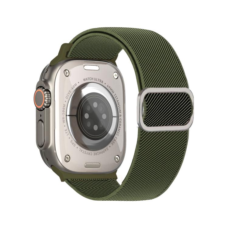 Dây đồng hồ đàn hồi nylon khóa D-ring sọc chéo, dành cho Apple Watch 46mm / 49mm / 45mm / 44mm, dành cho Apple Watch 42mm / 41mm / 40mm / 38mm