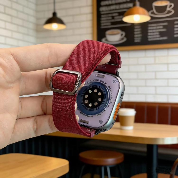 Dây đồng hồ đàn hồi nylon khóa D-ring sọc chéo, dành cho Apple Watch 46mm / 49mm / 45mm / 44mm, dành cho Apple Watch 42mm / 41mm / 40mm / 38mm