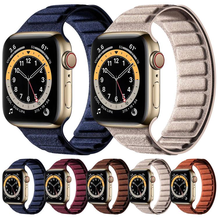Dây đồng hồ da lộn nam châm hình vuông, dành cho Apple Watch 46mm / 49mm / 45mm / 44mm, dành cho Apple Watch 42mm / 41mm / 40mm / 38mm
