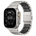 Dây đồng hồ thép không gỉ silicone một hạt khóa nam châm, dành cho Apple Watch 46mm / 49mm / 45mm / 44mm