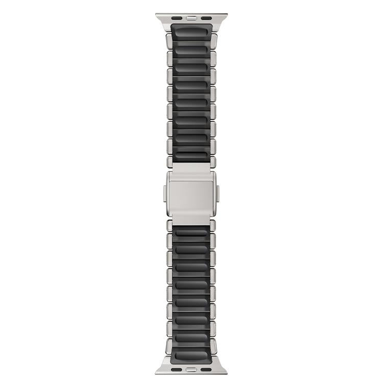 Dây đồng hồ thép không gỉ silicone một hạt khóa nam châm, dành cho Apple Watch 46mm / 49mm / 45mm / 44mm