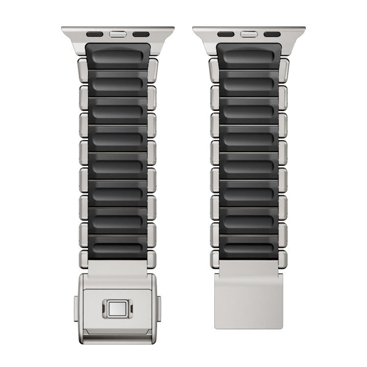 Dây đồng hồ thép không gỉ silicone một hạt khóa nam châm, dành cho Apple Watch 46mm / 49mm / 45mm / 44mm