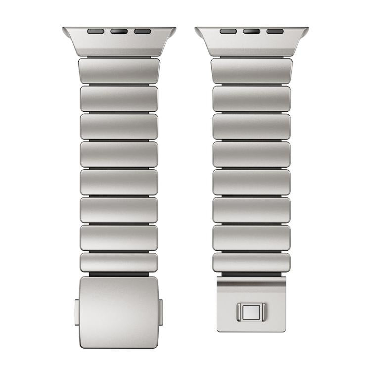 Dây đồng hồ thép không gỉ silicone một hạt khóa nam châm, dành cho Apple Watch 46mm / 49mm / 45mm / 44mm