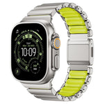 Dây đồng hồ thép không gỉ silicone một hạt khóa nam châm, dành cho Apple Watch 46mm / 49mm / 45mm / 44mm