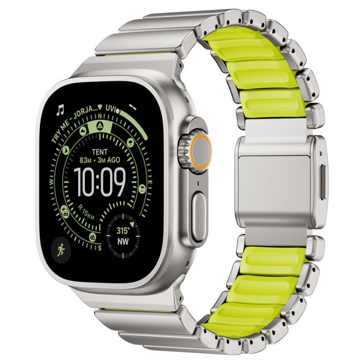 Dây đồng hồ thép không gỉ silicone một hạt khóa nam châm, dành cho Apple Watch 46mm / 49mm / 45mm / 44mm