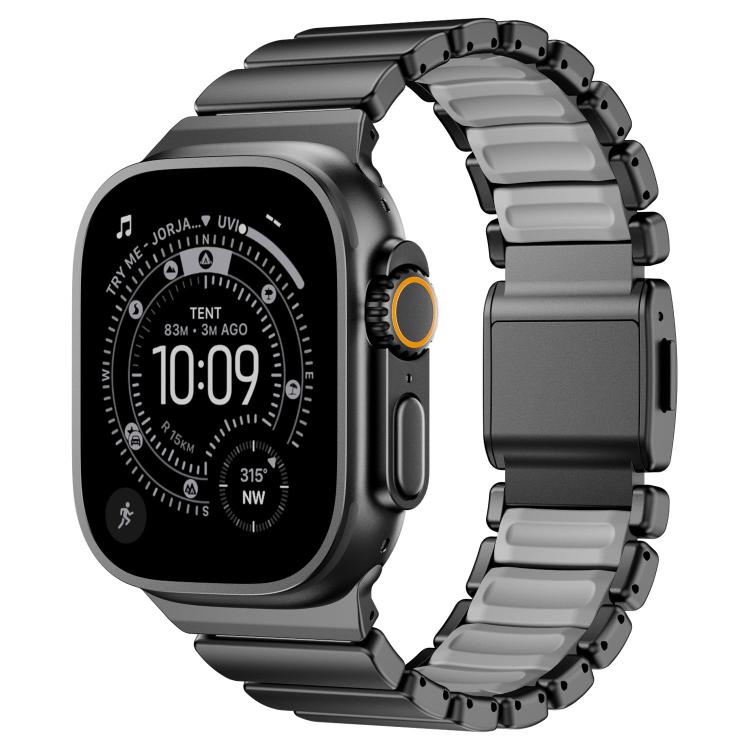 Dây đồng hồ thép không gỉ silicone một hạt khóa nam châm, dành cho Apple Watch 46mm / 49mm / 45mm / 44mm