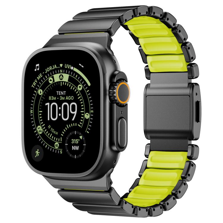 Dây đồng hồ thép không gỉ silicone một hạt khóa nam châm, dành cho Apple Watch 46mm / 49mm / 45mm / 44mm