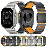 Dây đồng hồ thép không gỉ silicone một hạt khóa nam châm, dành cho Apple Watch 46mm / 49mm / 45mm / 44mm