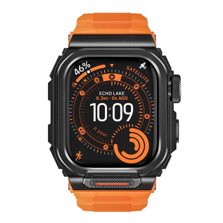 Dây đồng hồ silicone tích hợp vỏ hợp kim kẽm rực rỡ, dành cho Apple Watch Series 11 / 10 46mm