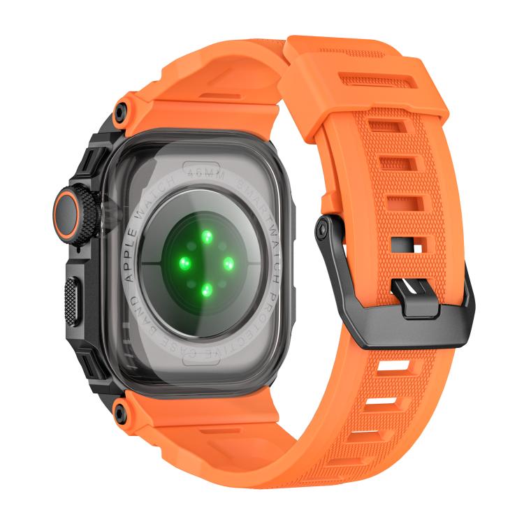 Dây đồng hồ silicone tích hợp vỏ hợp kim kẽm rực rỡ, dành cho Apple Watch Series 11 / 10 46mm