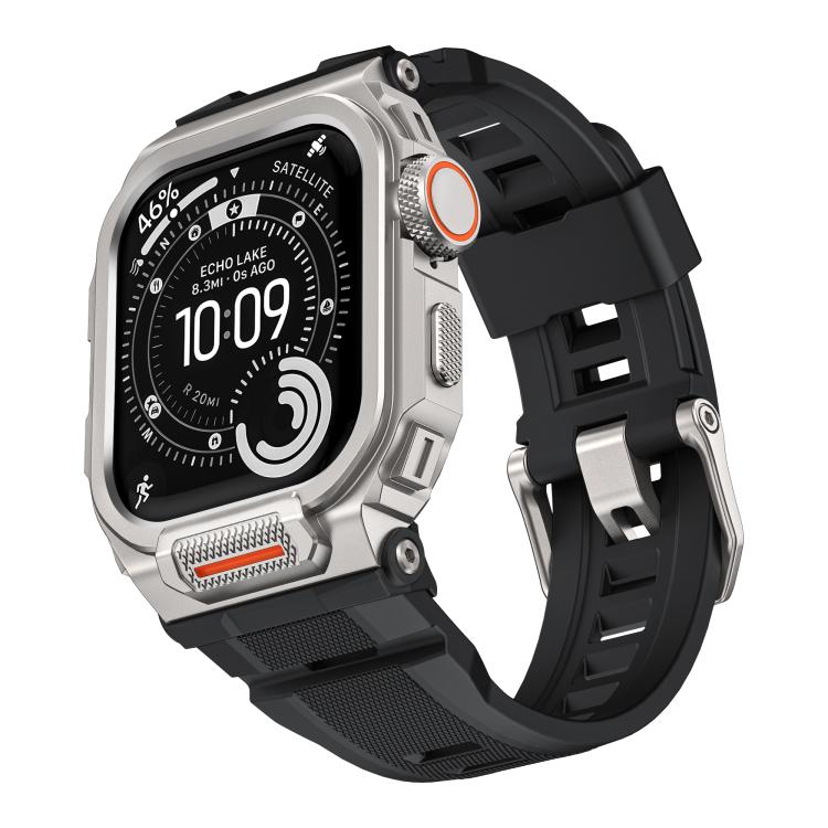 Dây đồng hồ silicone tích hợp vỏ hợp kim kẽm rực rỡ, dành cho Apple Watch Series 11 / 10 46mm