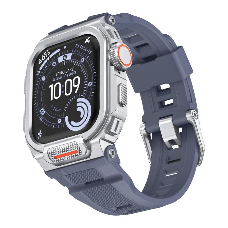 Dây đồng hồ silicone tích hợp vỏ hợp kim kẽm rực rỡ, dành cho Apple Watch Series 11 / 10 46mm