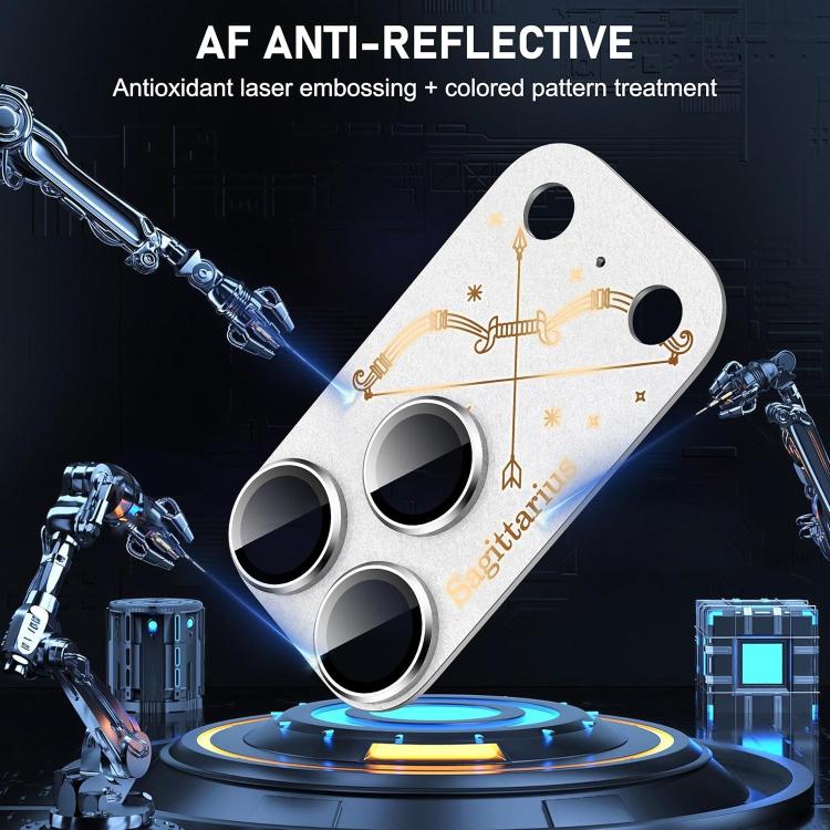Dành cho iPhone 17 Pro Bộ Giáp Mười Hai Chòm Sao Phim Bảo Vệ Ống Kính Camera Kim Loại Mờ Bao Phủ Toàn Diện, Bọ Cạp, Thiên Bình, Bảo Bình, Song Tử, Song Ngư, Sư Tử, Nhân Mã, Ma Kết, Cự Giải, Kim Ngưu, Xử Nữ, Bạch Dương