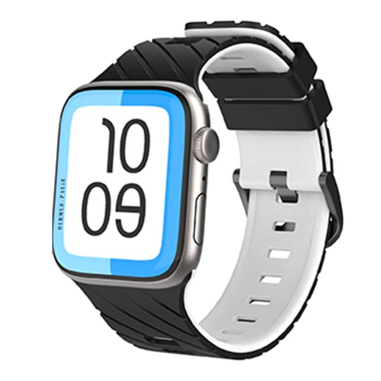Dây đồng hồ silicone hai màu chéo, dành cho Apple Watch 46mm / 49mm / 45mm / 44mm