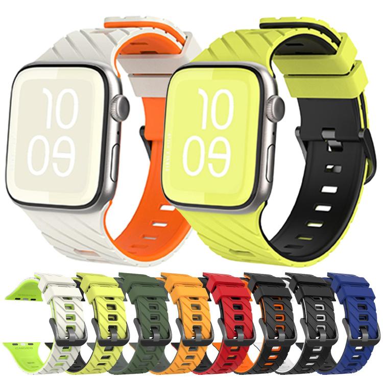Dây đồng hồ silicone hai màu chéo, dành cho Apple Watch 46mm / 49mm / 45mm / 44mm