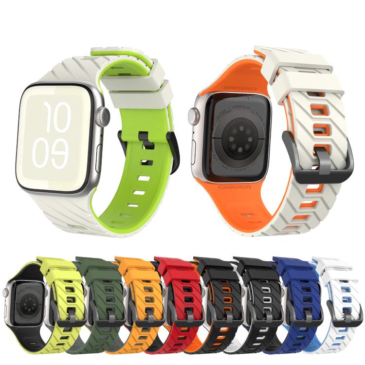 Dây đồng hồ silicone hai màu chéo, dành cho Apple Watch 46mm / 49mm / 45mm / 44mm