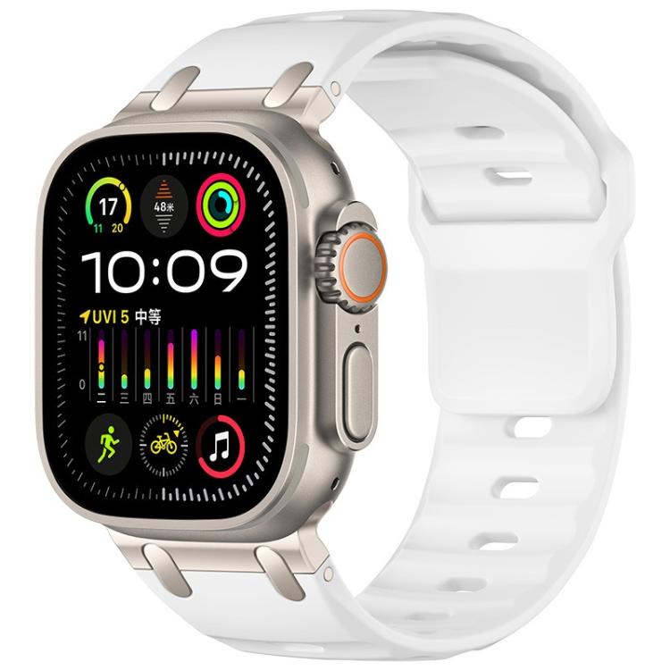 Dây đồng hồ silicone màu trơn kiểu bậc thang tùy chỉnh, dành cho Apple Watch 49mm / 46mm / 45mm / 44mm