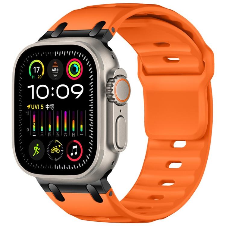 Dây đồng hồ silicone màu trơn kiểu bậc thang tùy chỉnh, dành cho Apple Watch 49mm / 46mm / 45mm / 44mm