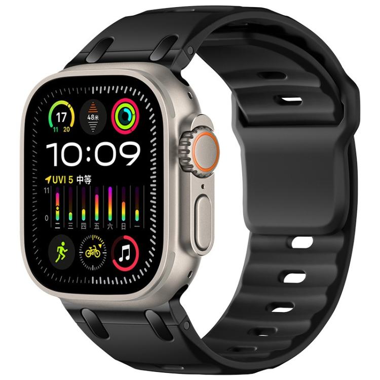 Dây đồng hồ silicone màu trơn kiểu bậc thang tùy chỉnh, dành cho Apple Watch 49mm / 46mm / 45mm / 44mm