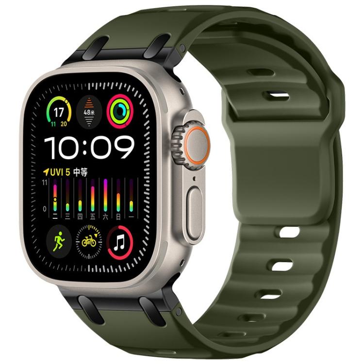 Dây đồng hồ silicone màu trơn kiểu bậc thang tùy chỉnh, dành cho Apple Watch 49mm / 46mm / 45mm / 44mm