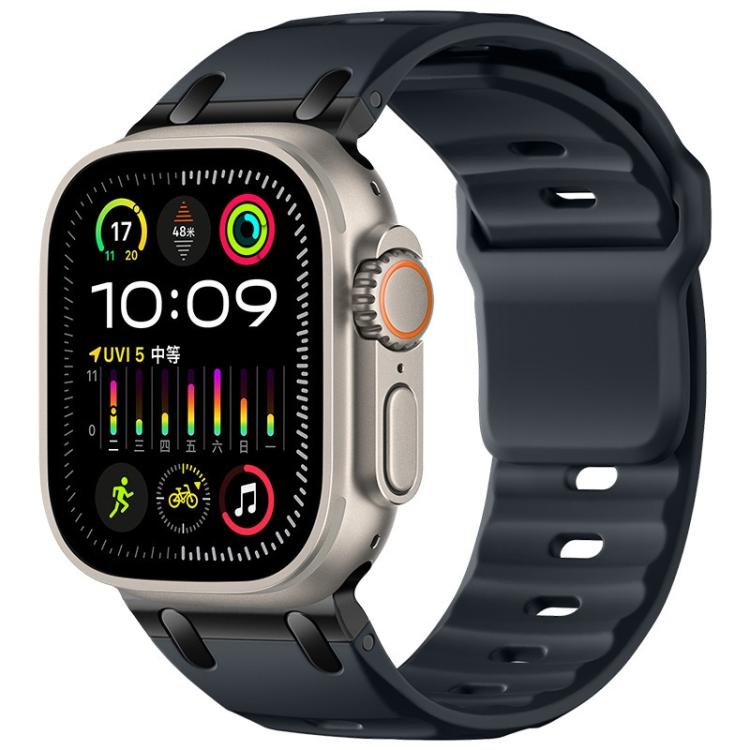 Dây đồng hồ silicone màu trơn kiểu bậc thang tùy chỉnh, dành cho Apple Watch 49mm / 46mm / 45mm / 44mm