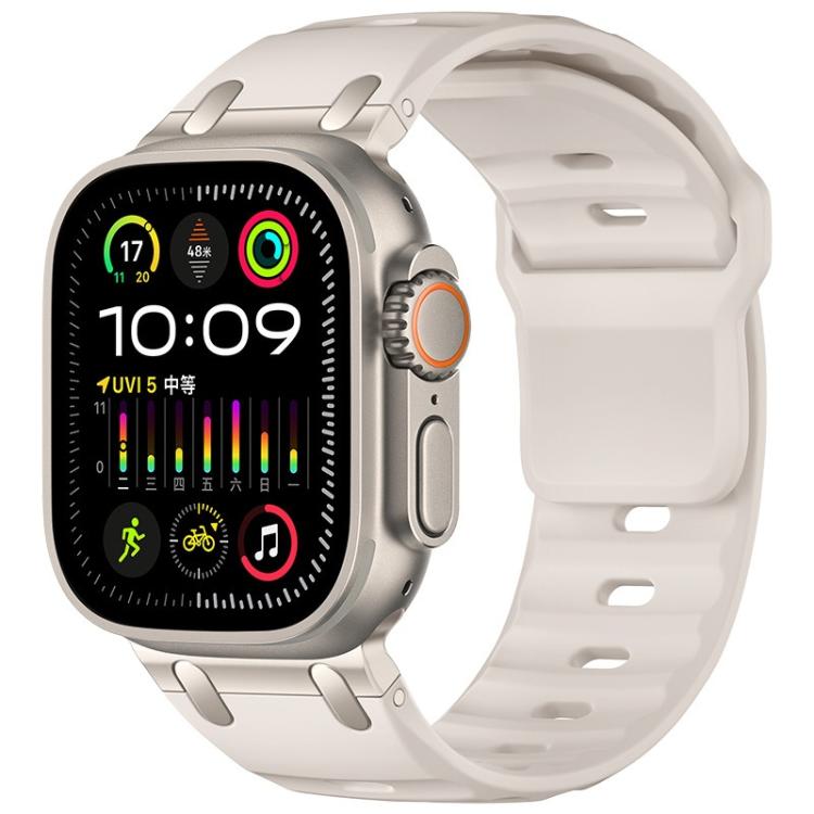 Dây đồng hồ silicone màu trơn kiểu bậc thang tùy chỉnh, dành cho Apple Watch 49mm / 46mm / 45mm / 44mm