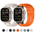 Dây đồng hồ silicone màu trơn kiểu bậc thang tùy chỉnh, dành cho Apple Watch 49mm / 46mm / 45mm / 44mm