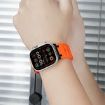 Dây đồng hồ silicone màu trơn kiểu bậc thang tùy chỉnh, dành cho Apple Watch 49mm / 46mm / 45mm / 44mm