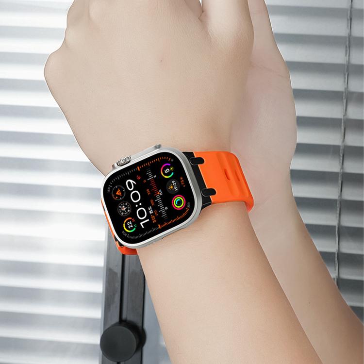 Dây đồng hồ silicone màu trơn kiểu bậc thang tùy chỉnh, dành cho Apple Watch 49mm / 46mm / 45mm / 44mm