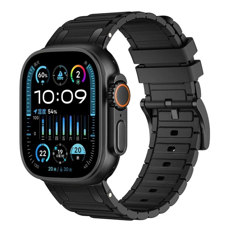 Dây đồng hồ silicone họa tiết hình chữ I gia cố, dành cho Apple Watch 49mm / 46mm / 45mm / 44mm, cho Apple Watch 42mm / 41mm / 40mm / 38mm