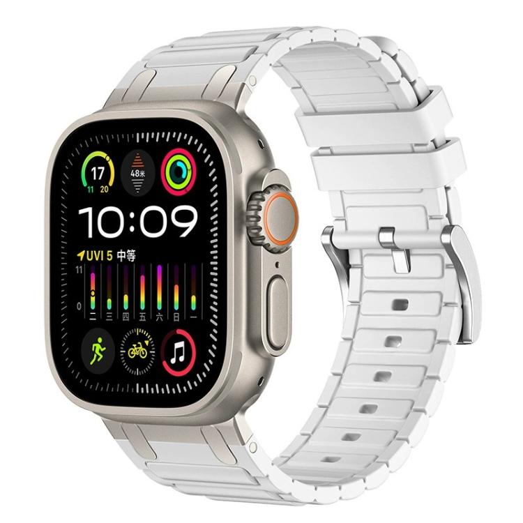 Dây đồng hồ silicone họa tiết hình chữ I gia cố, dành cho Apple Watch 49mm / 46mm / 45mm / 44mm, cho Apple Watch 42mm / 41mm / 40mm / 38mm