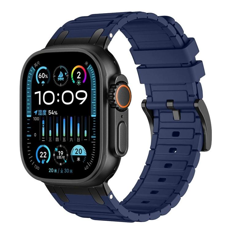 Dây đồng hồ silicone họa tiết hình chữ I gia cố, dành cho Apple Watch 49mm / 46mm / 45mm / 44mm, cho Apple Watch 42mm / 41mm / 40mm / 38mm