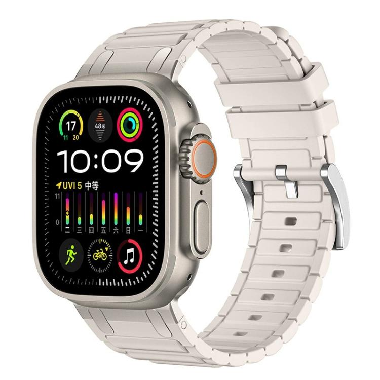 Dây đồng hồ silicone họa tiết hình chữ I gia cố, dành cho Apple Watch 49mm / 46mm / 45mm / 44mm, cho Apple Watch 42mm / 41mm / 40mm / 38mm