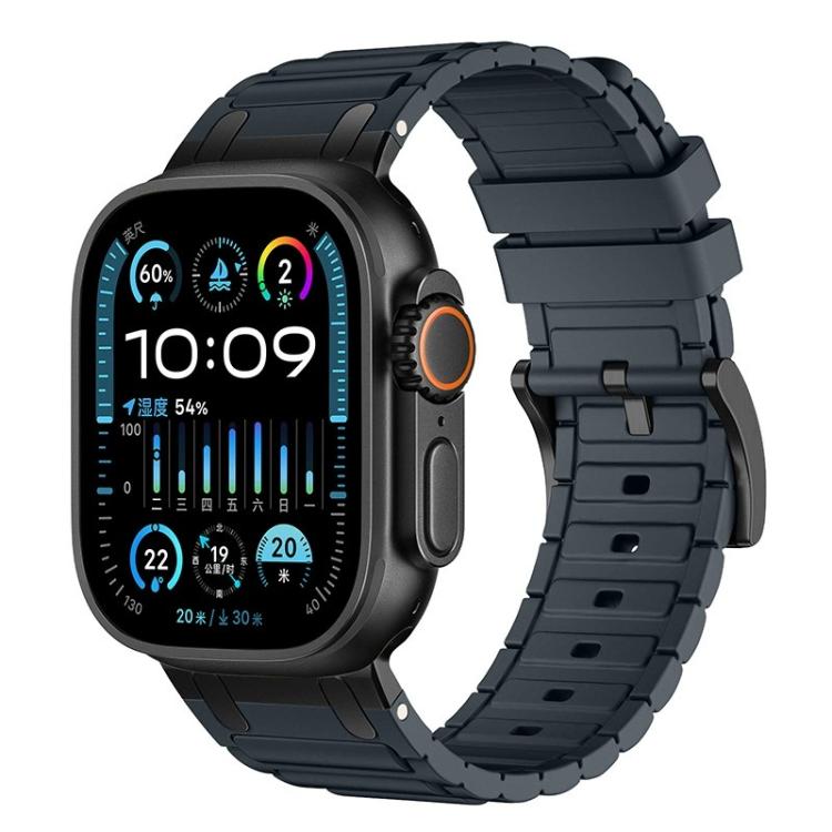Dây đồng hồ silicone họa tiết hình chữ I gia cố, dành cho Apple Watch 49mm / 46mm / 45mm / 44mm, cho Apple Watch 42mm / 41mm / 40mm / 38mm