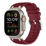 Dây đồng hồ silicone họa tiết hình chữ I gia cố, dành cho Apple Watch 49mm / 46mm / 45mm / 44mm, cho Apple Watch 42mm / 41mm / 40mm / 38mm