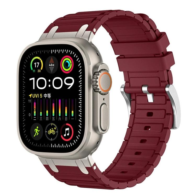 Dây đồng hồ silicone họa tiết hình chữ I gia cố, dành cho Apple Watch 49mm / 46mm / 45mm / 44mm, cho Apple Watch 42mm / 41mm / 40mm / 38mm