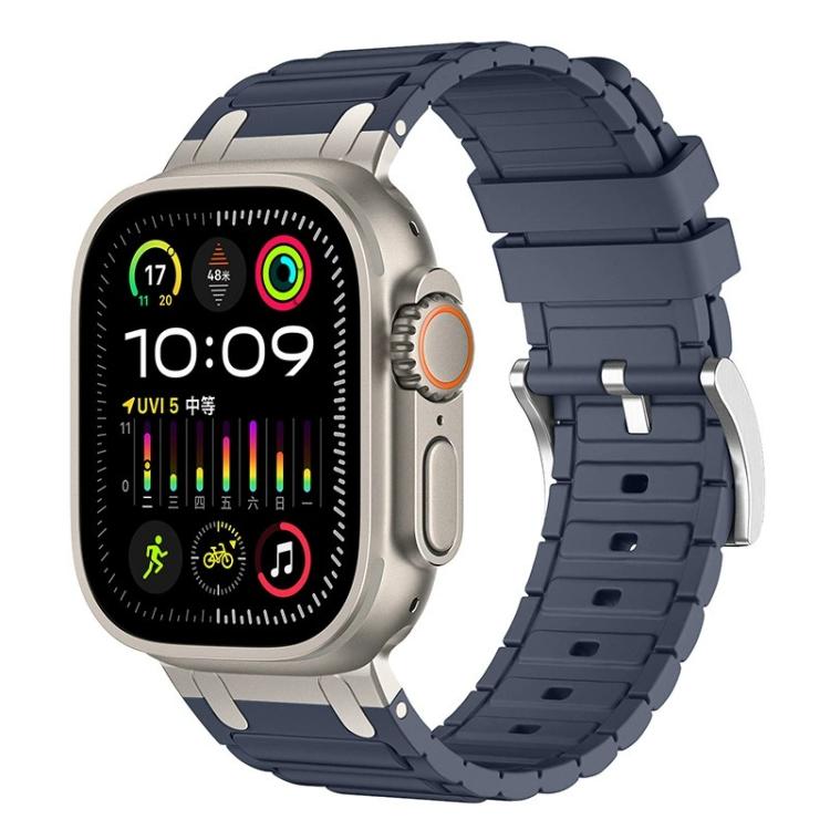 Dây đồng hồ silicone họa tiết hình chữ I gia cố, dành cho Apple Watch 49mm / 46mm / 45mm / 44mm, cho Apple Watch 42mm / 41mm / 40mm / 38mm