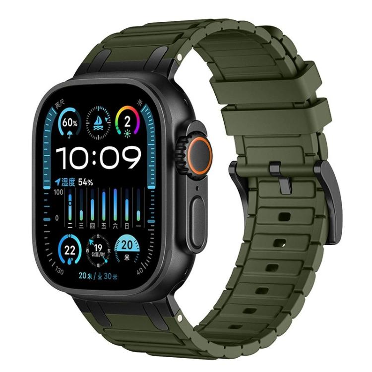 Dây đồng hồ silicone họa tiết hình chữ I gia cố, dành cho Apple Watch 49mm / 46mm / 45mm / 44mm, cho Apple Watch 42mm / 41mm / 40mm / 38mm