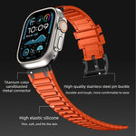 Dây đồng hồ silicone họa tiết hình chữ I gia cố, dành cho Apple Watch 49mm / 46mm / 45mm / 44mm, cho Apple Watch 42mm / 41mm / 40mm / 38mm