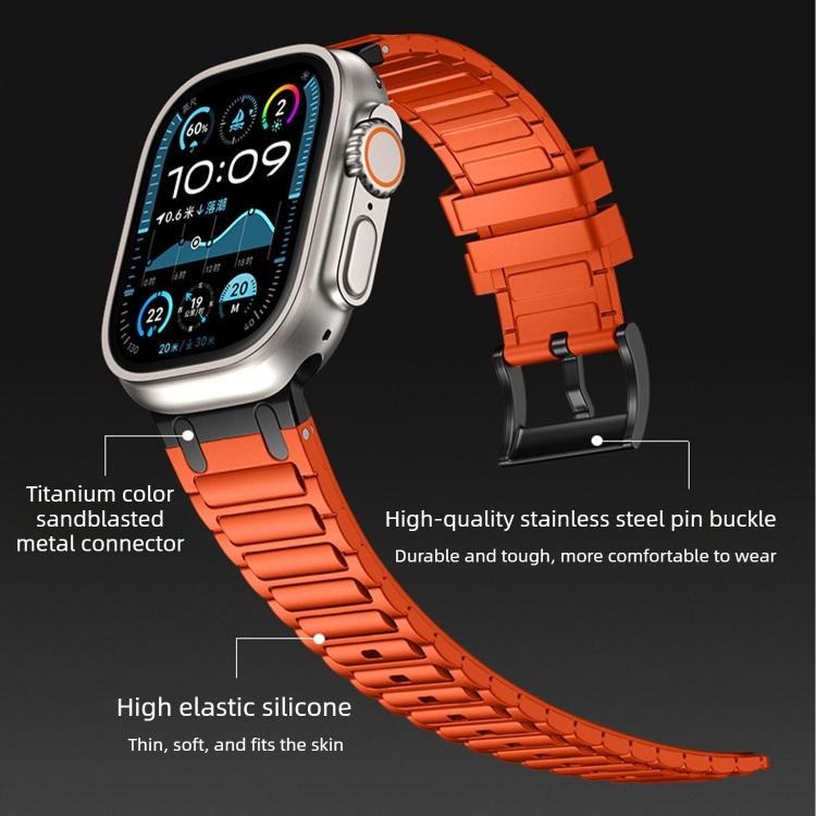 Dây đồng hồ silicone họa tiết hình chữ I gia cố, dành cho Apple Watch 49mm / 46mm / 45mm / 44mm, cho Apple Watch 42mm / 41mm / 40mm / 38mm