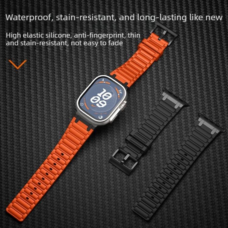 Dây đồng hồ silicone họa tiết hình chữ I gia cố, dành cho Apple Watch 49mm / 46mm / 45mm / 44mm, cho Apple Watch 42mm / 41mm / 40mm / 38mm
